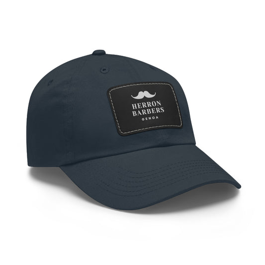 Herron Barber Logo - Dad Hat with Leather Patch (Rectangle)