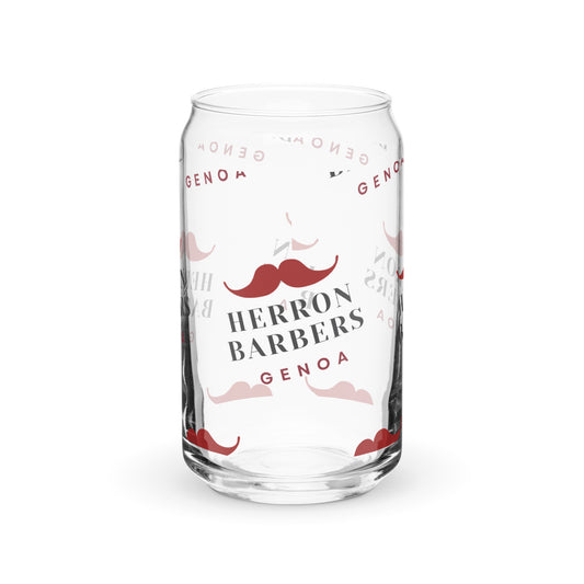 Herron Barber Logo Can-shaped glass