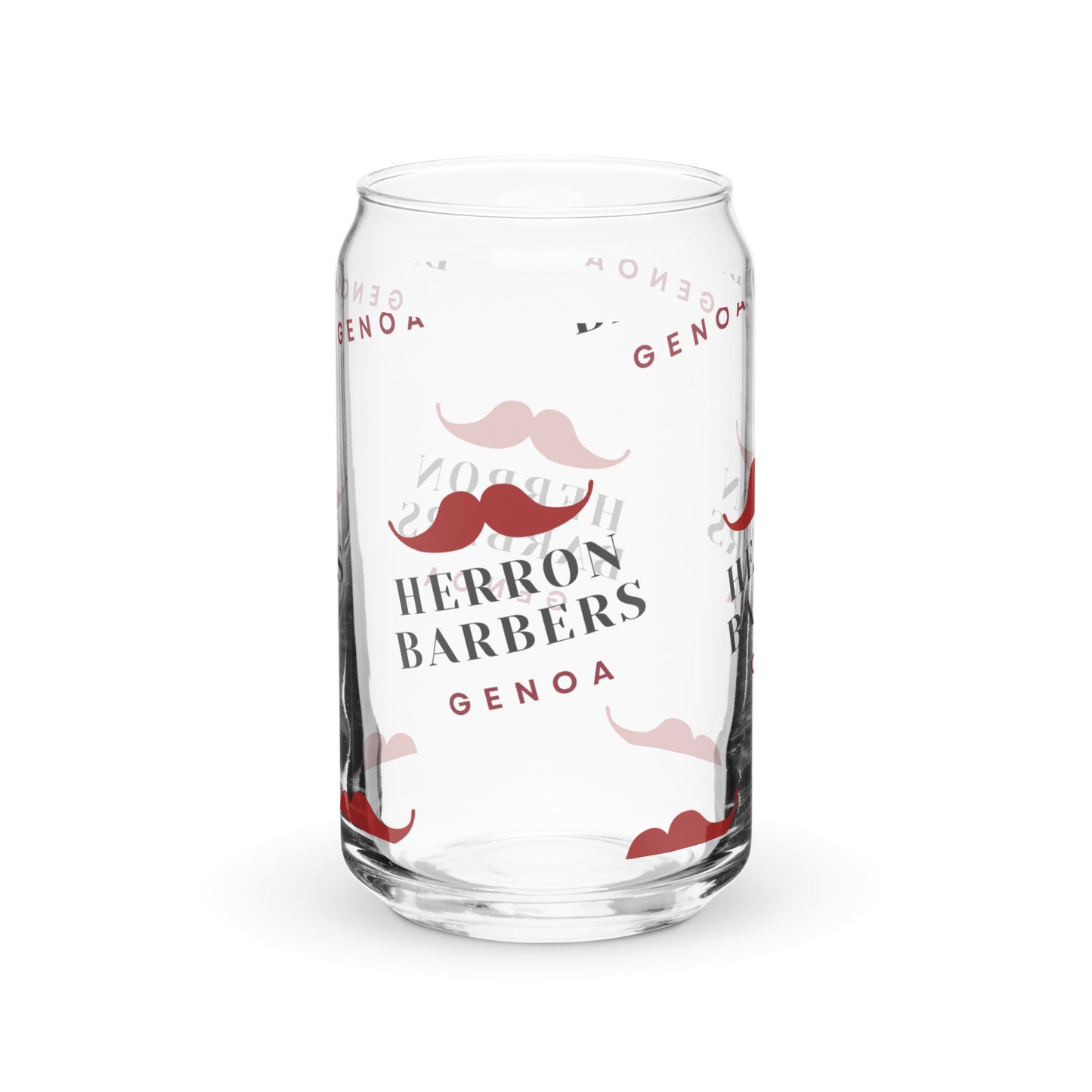 Herron Barber Logo Can-shaped glass