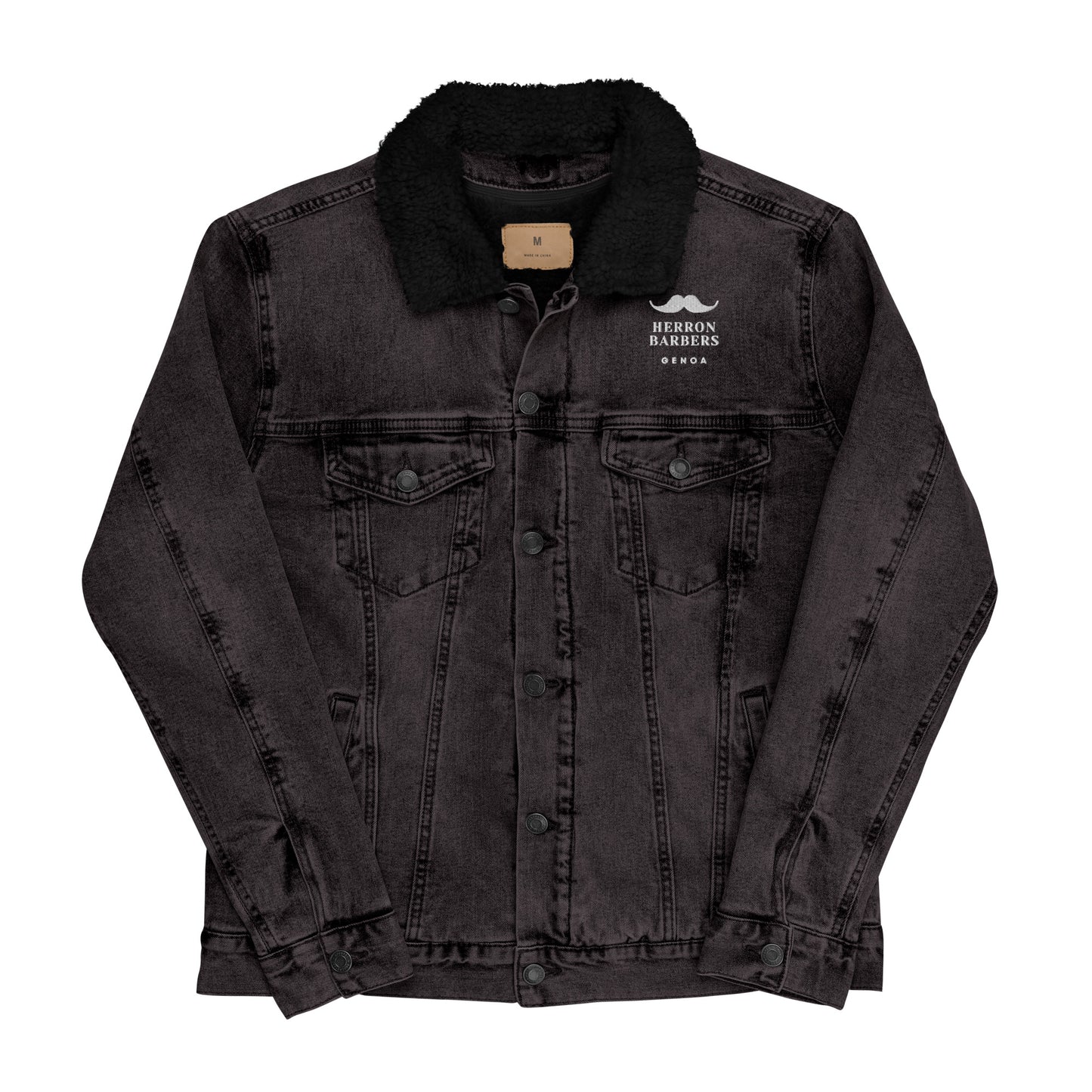 Herron Barber Logo Unisex Denim Sherpa Jacket